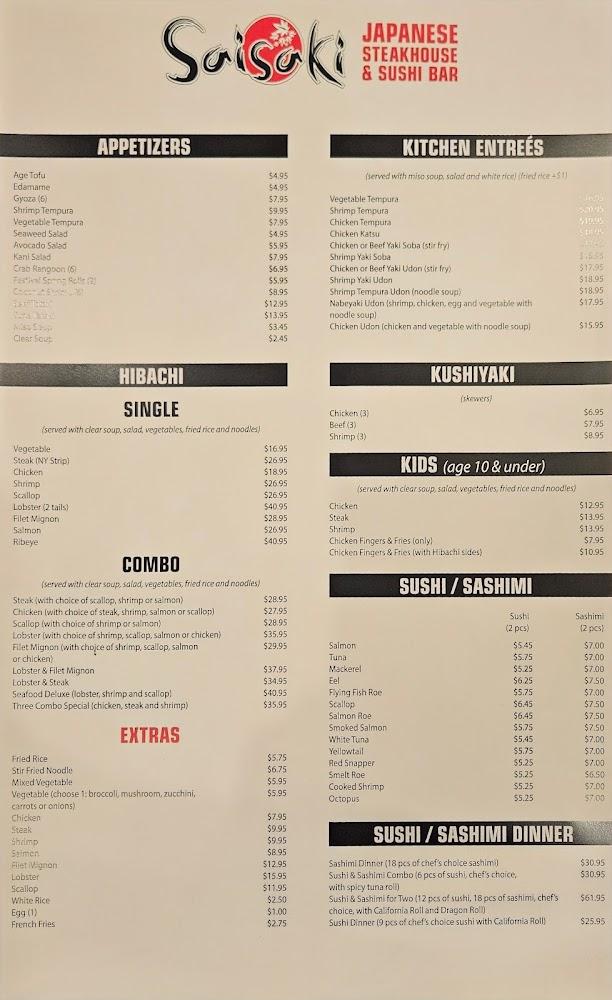 Saisaki Japanese Steakhouse & Sushi Bar Menu image 4